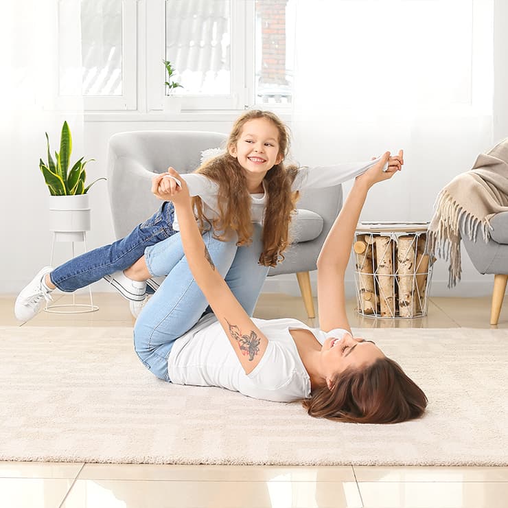 Family enjoying peace of mind from HVAC safety devices in a Maryland home